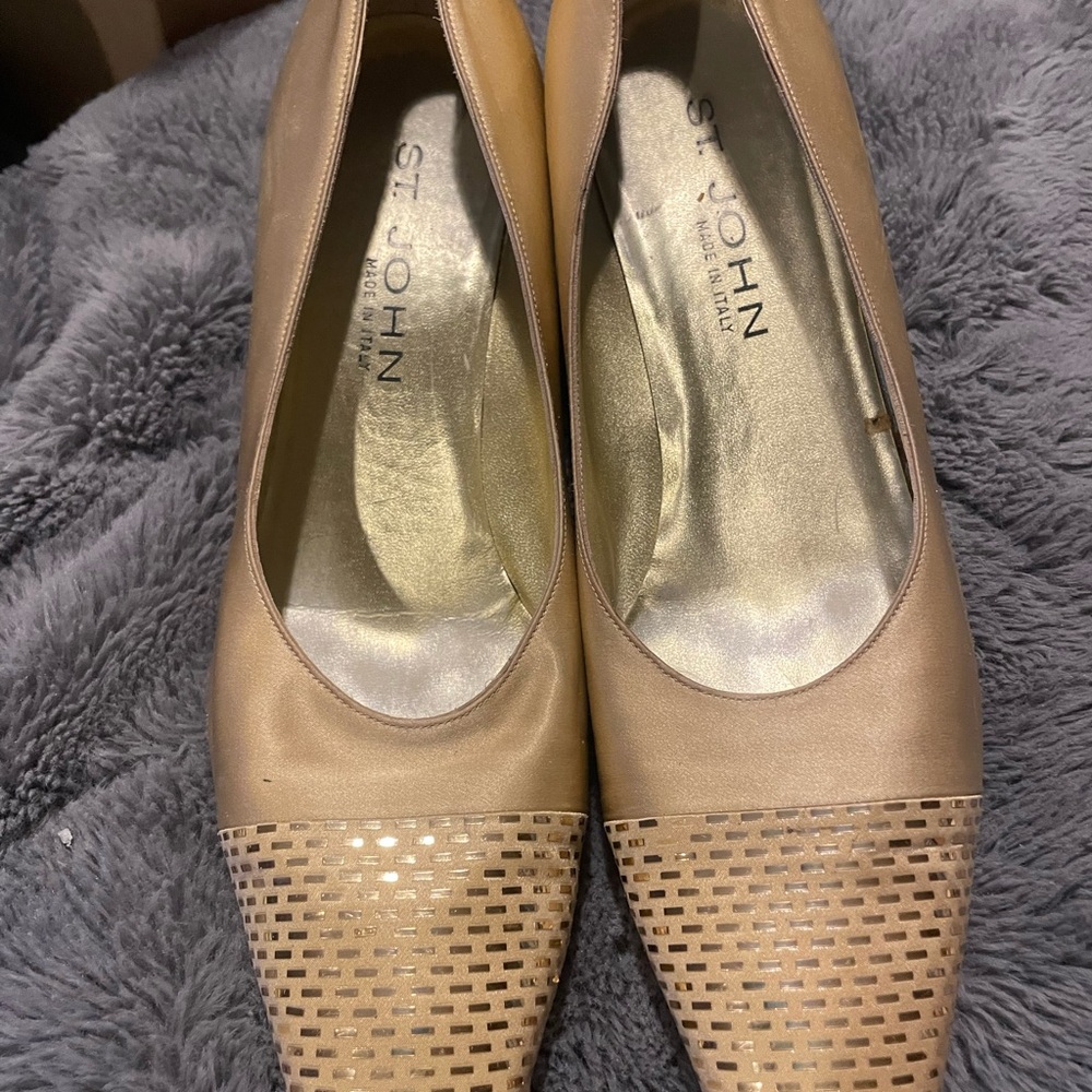 St. John Beige and Gold Heels